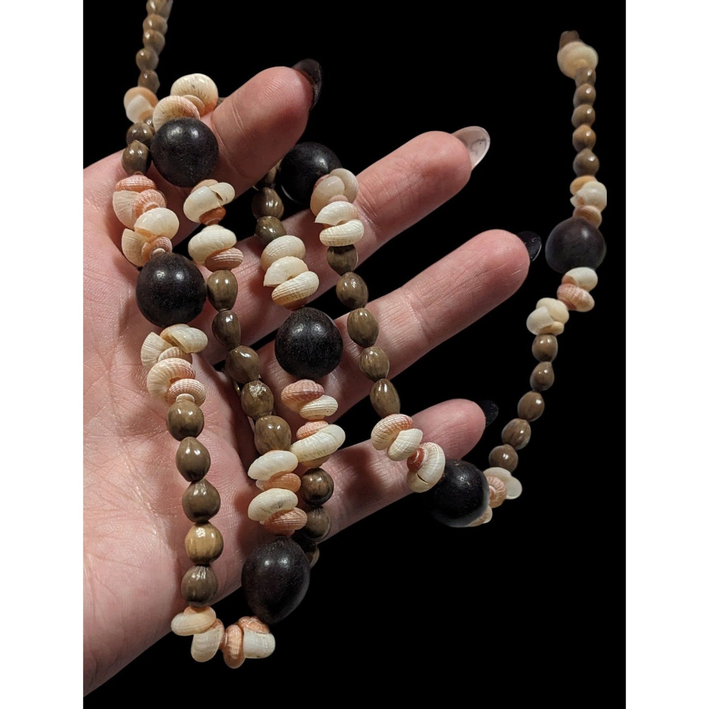 Summery Beach Themed Seed And Shell Beaded Necklace