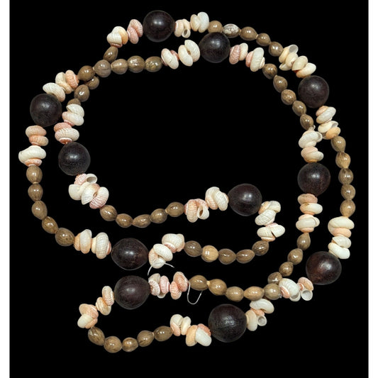 Summery Beach Themed Seed And Shell Beaded Necklace