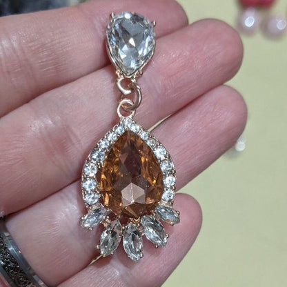 Elegant Glam Champagne Crystal Teardrop Earrings
