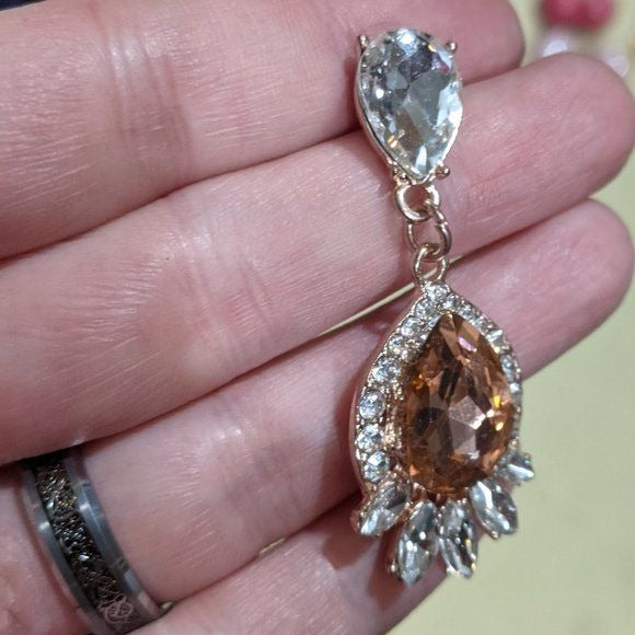 Elegant Glam Champagne Crystal Teardrop Earrings