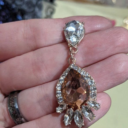 Elegant Glam Champagne Crystal Teardrop Earrings