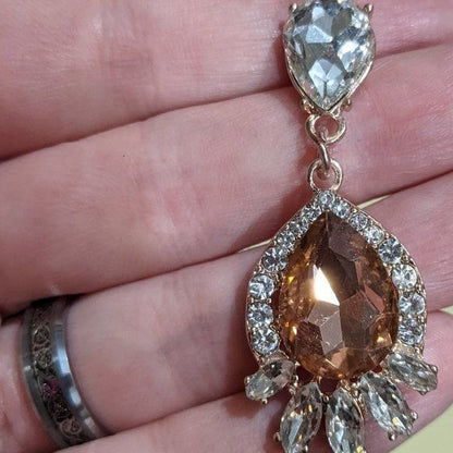 Elegant Glam Champagne Crystal Teardrop Earrings