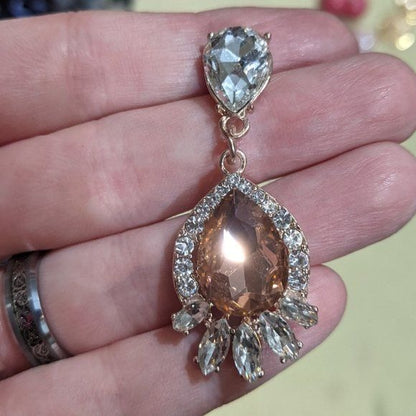Elegant Glam Champagne Crystal Teardrop Earrings