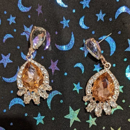 Elegant Glam Champagne Crystal Teardrop Earrings