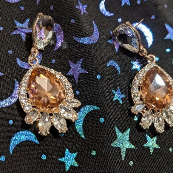 Elegant Glam Champagne Crystal Teardrop Earrings