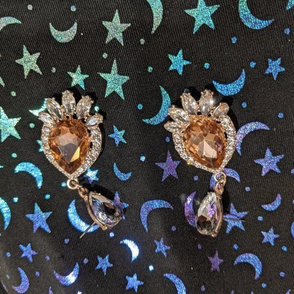 Elegant Glam Champagne Crystal Teardrop Earrings