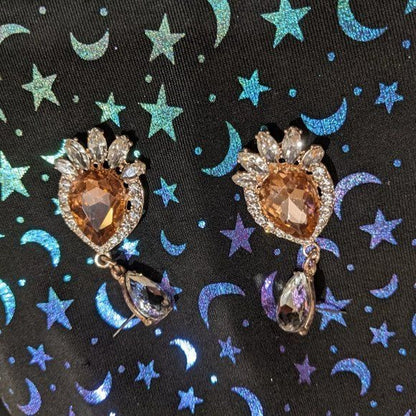 Elegant Glam Champagne Crystal Teardrop Earrings