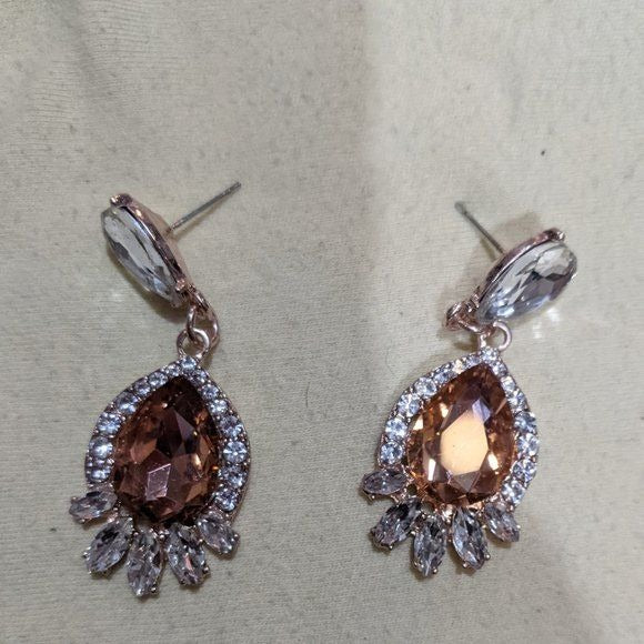 Elegant Glam Champagne Crystal Teardrop Earrings