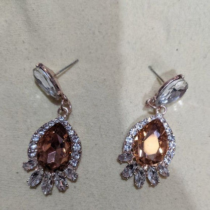 Elegant Glam Champagne Crystal Teardrop Earrings