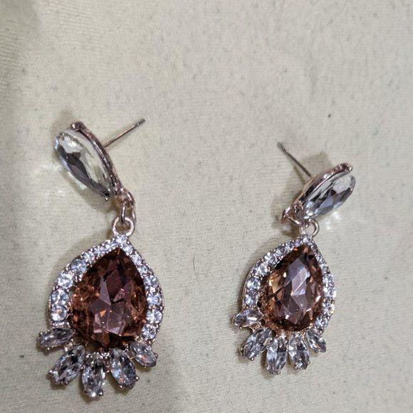 Elegant Glam Champagne Crystal Teardrop Earrings