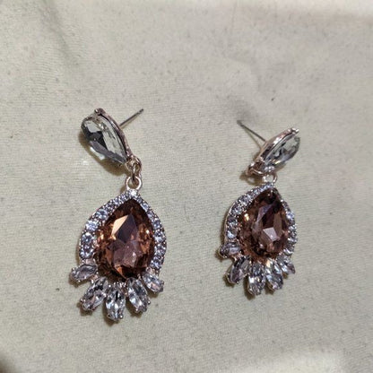 Elegant Glam Champagne Crystal Teardrop Earrings