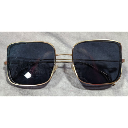 Unique Retro Double Lens Frame Gold Tone Square Sunglasses