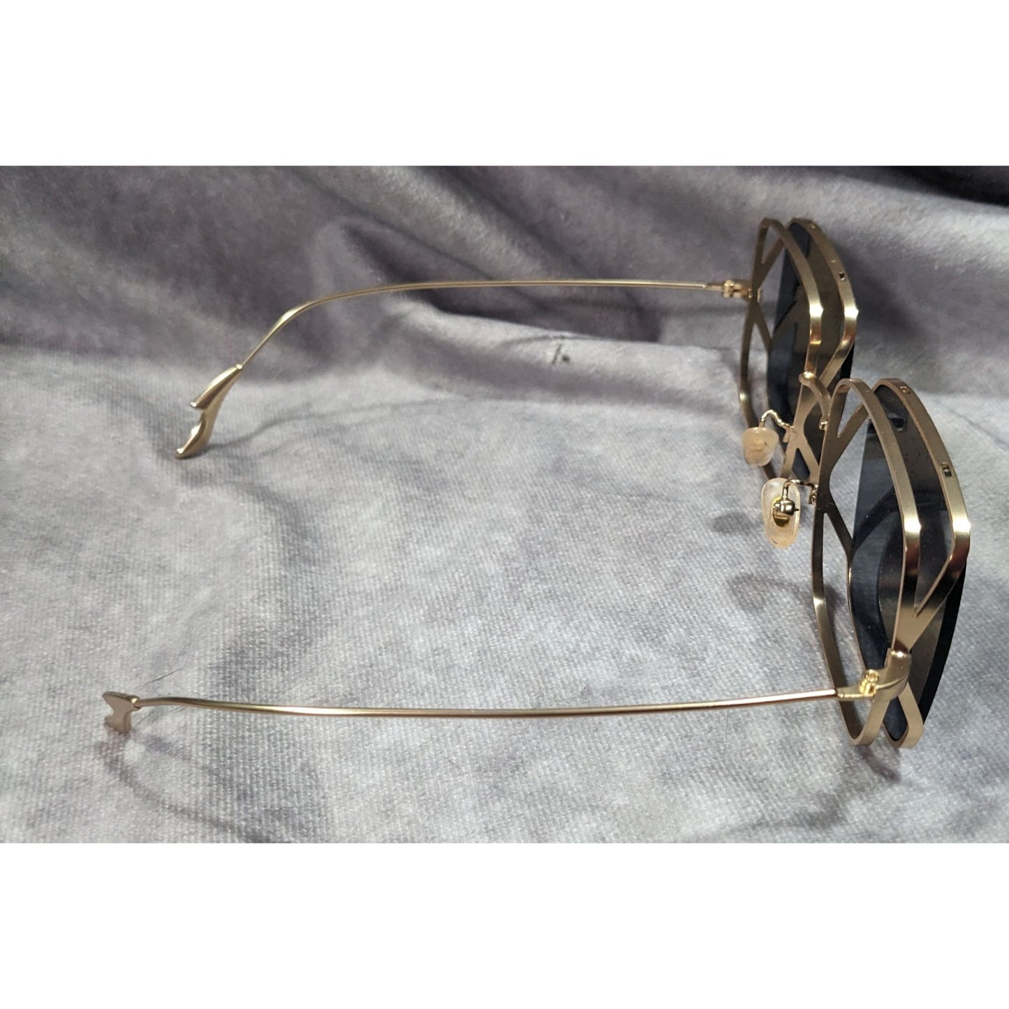 Unique Retro Double Lens Frame Gold Tone Square Sunglasses