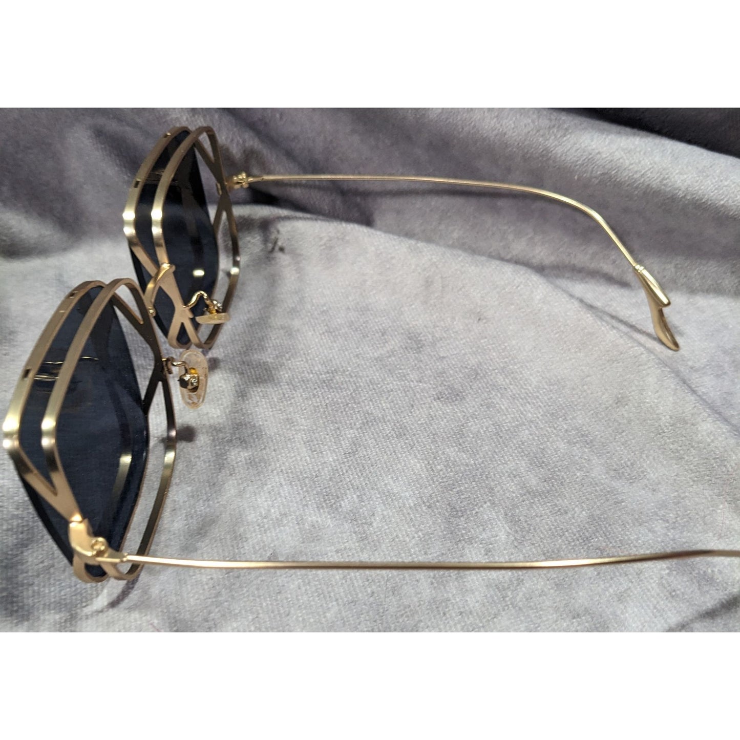 Unique Retro Double Lens Frame Gold Tone Square Sunglasses
