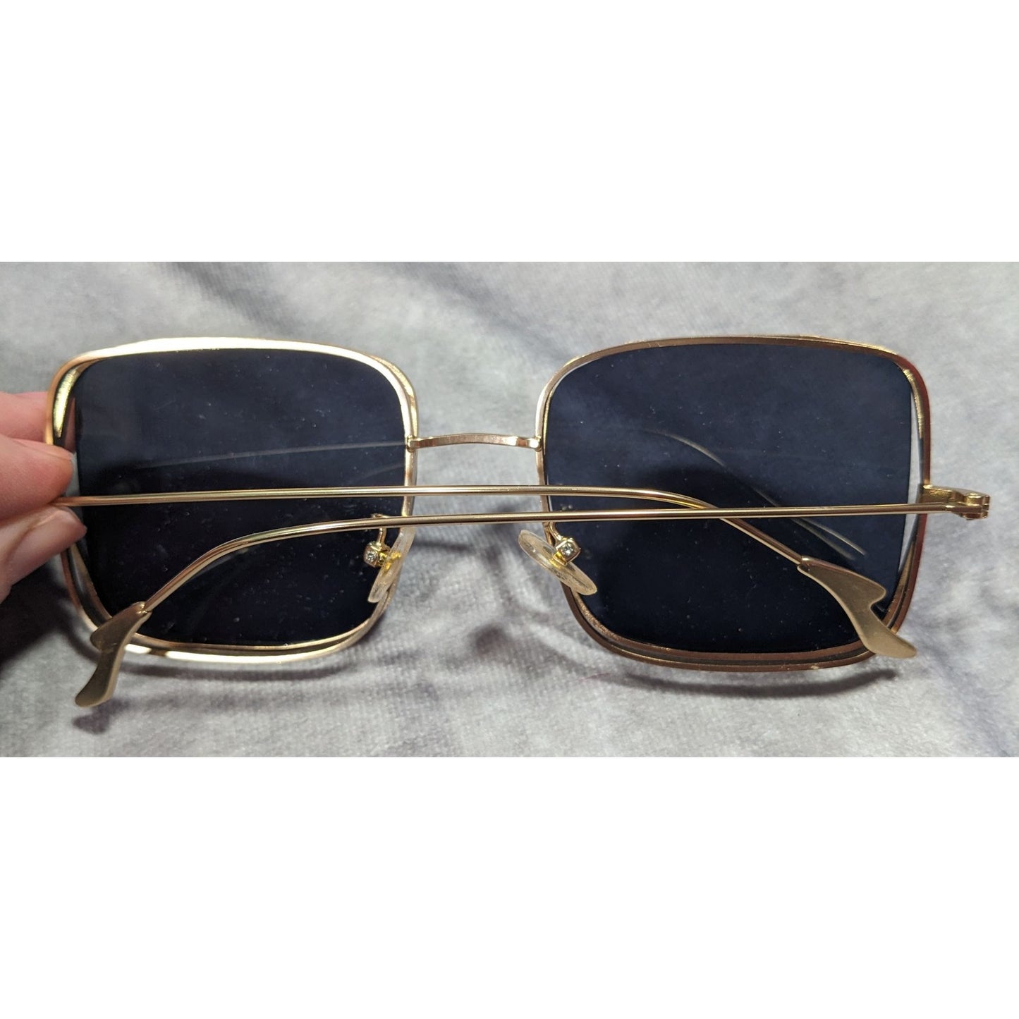 Unique Retro Double Lens Frame Gold Tone Square Sunglasses