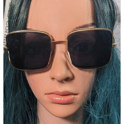 Unique Retro Double Lens Frame Gold Tone Square Sunglasses