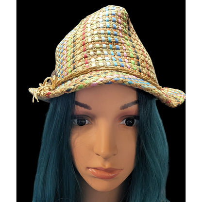 Retro Beachy Panama Jack Rainbow Woven Fedora