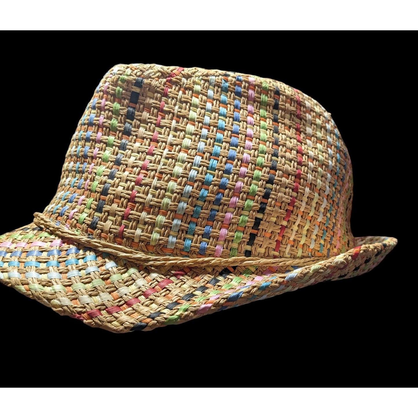 Retro Beachy Panama Jack Rainbow Woven Fedora