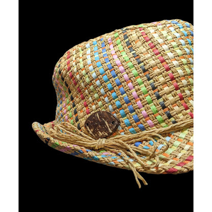 Retro Beachy Panama Jack Rainbow Woven Fedora