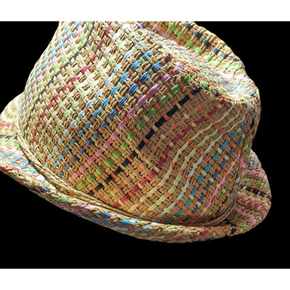 Retro Beachy Panama Jack Rainbow Woven Fedora