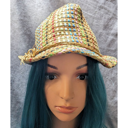 Retro Beachy Panama Jack Rainbow Woven Fedora