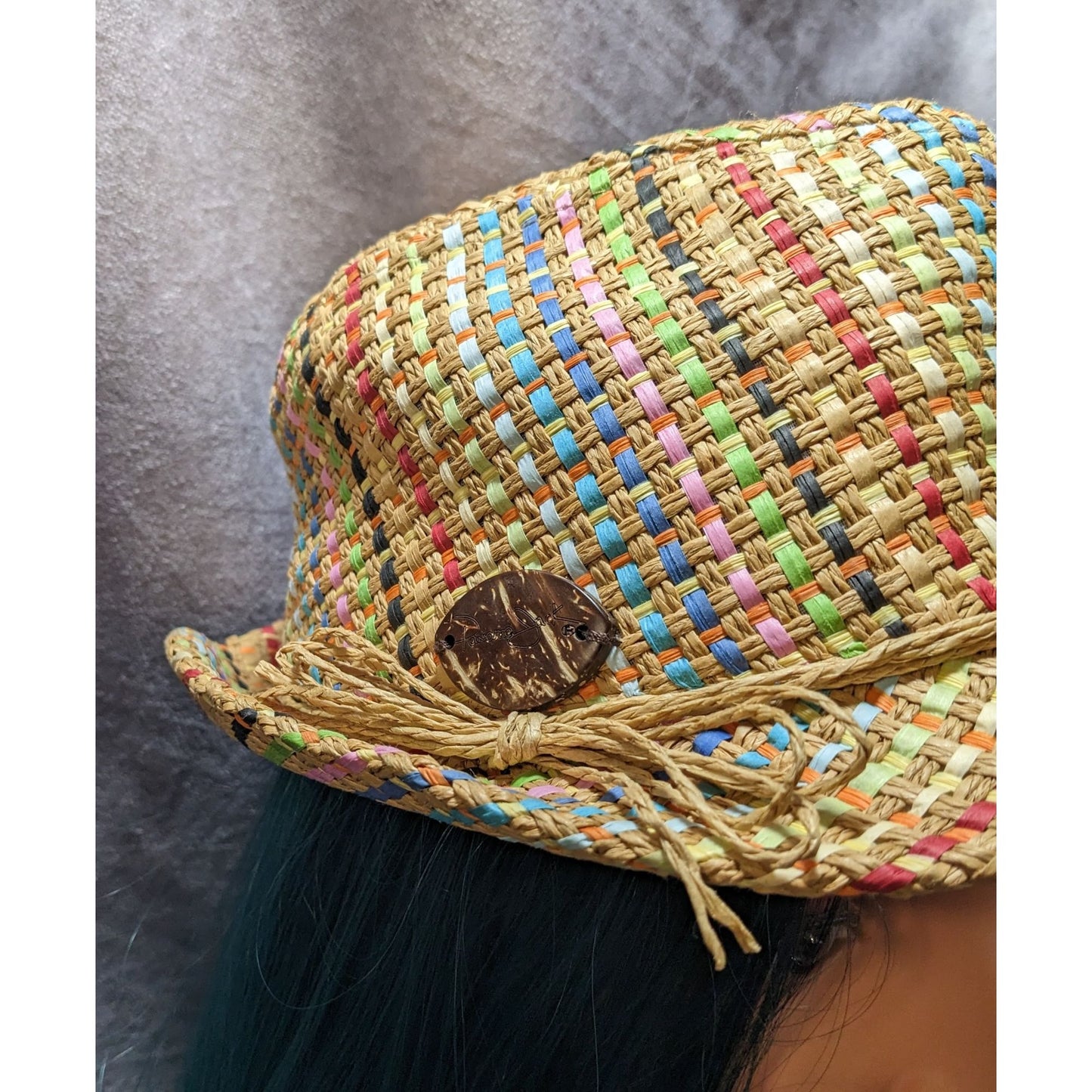 Retro Beachy Panama Jack Rainbow Woven Fedora