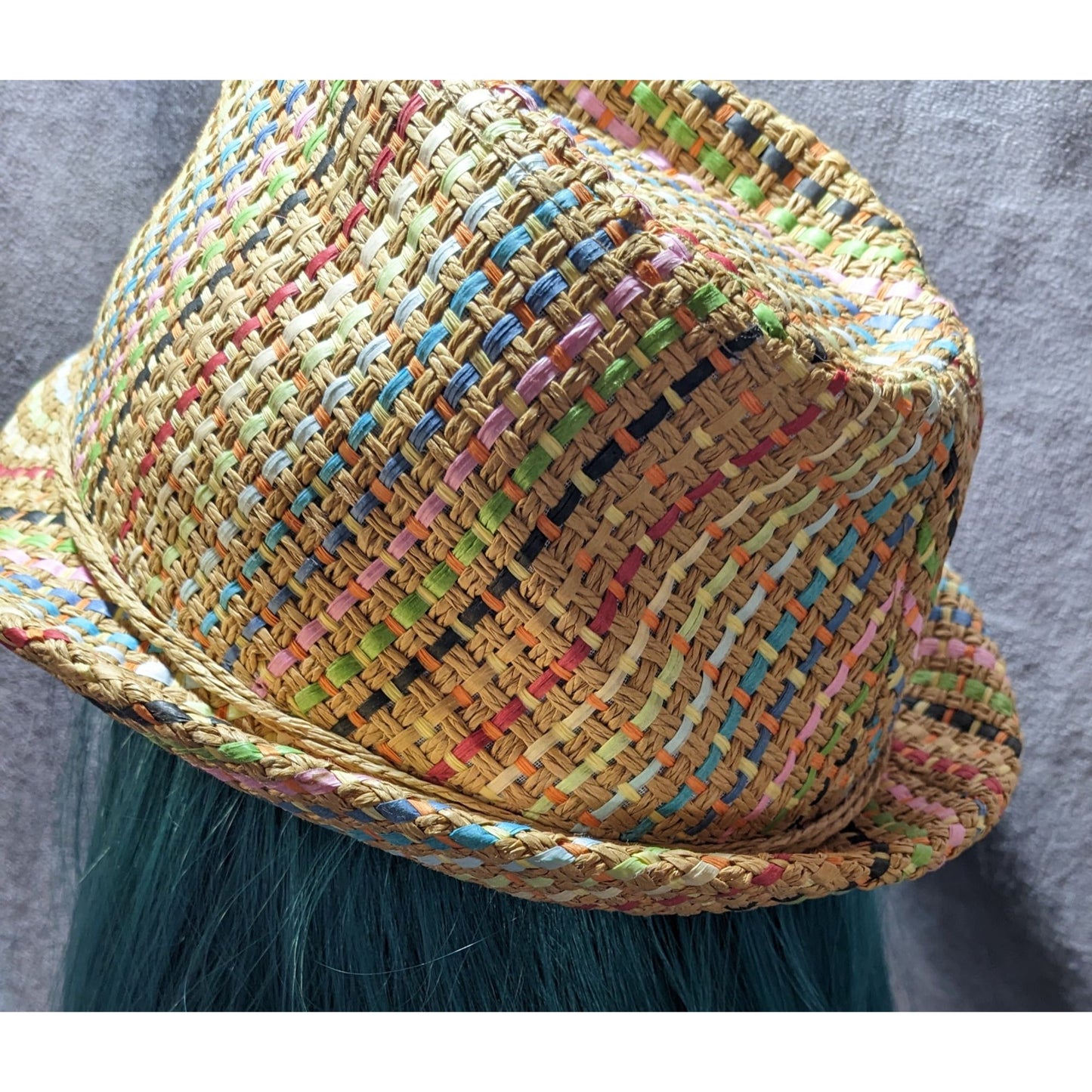 Retro Beachy Panama Jack Rainbow Woven Fedora