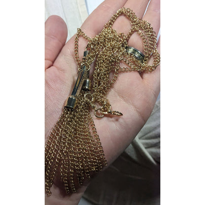 Chic Double Chain Tassel Gold Tone Necklace