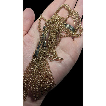 Chic Double Chain Tassel Gold Tone Necklace
