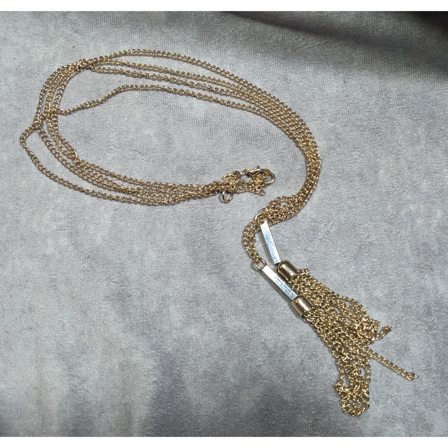 Chic Double Chain Tassel Gold Tone Necklace