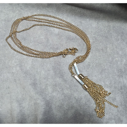Chic Double Chain Tassel Gold Tone Necklace