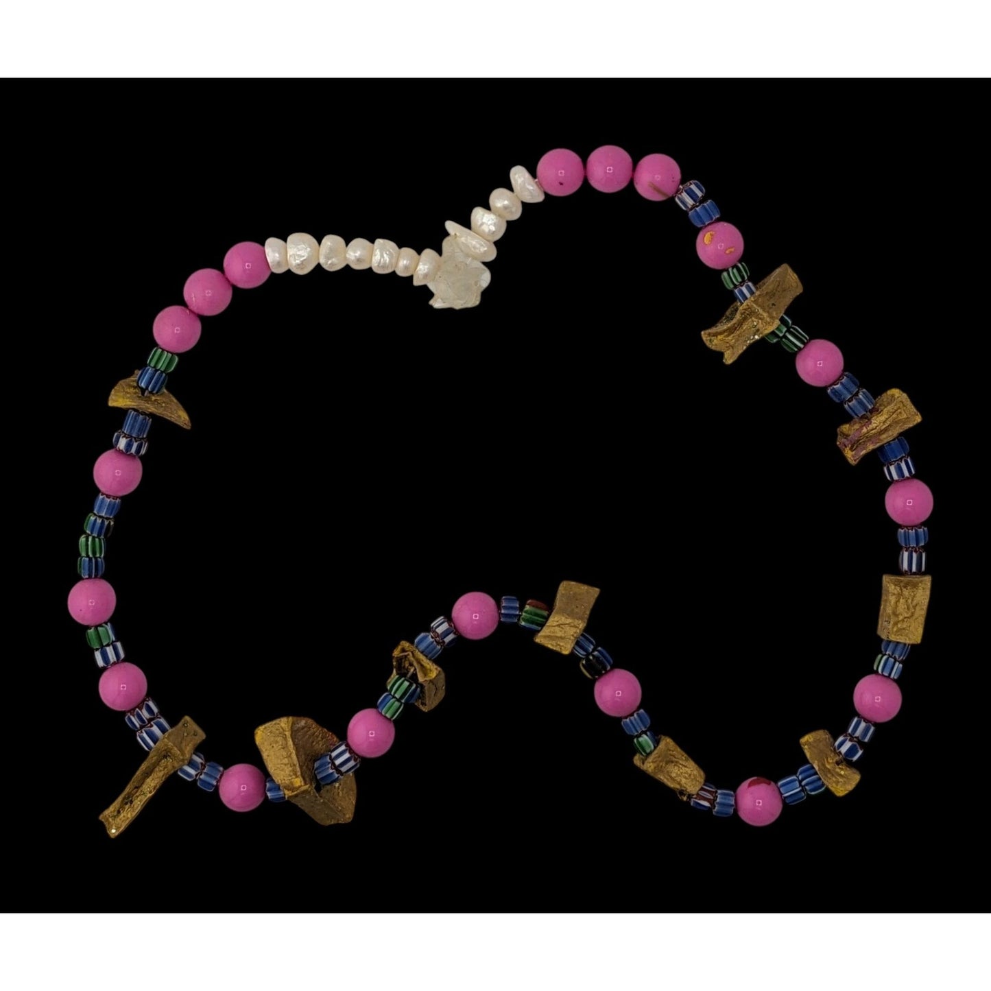 Handmade Abstract Unique Mixed Media Beaded Necklace