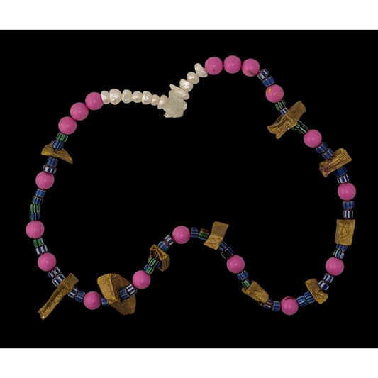 Handmade Abstract Unique Mixed Media Beaded Necklace
