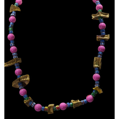 Handmade Abstract Unique Mixed Media Beaded Necklace