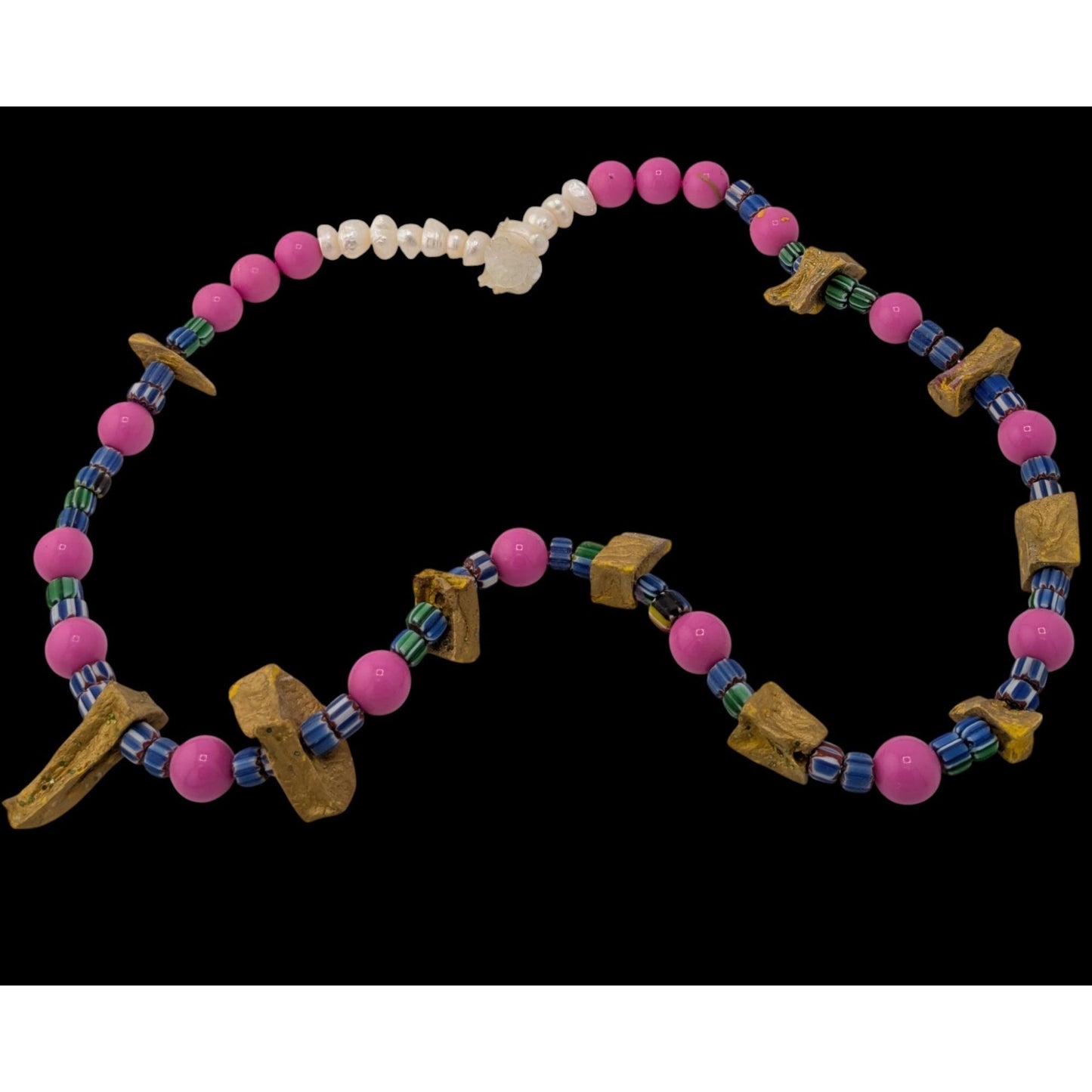 Handmade Abstract Unique Mixed Media Beaded Necklace