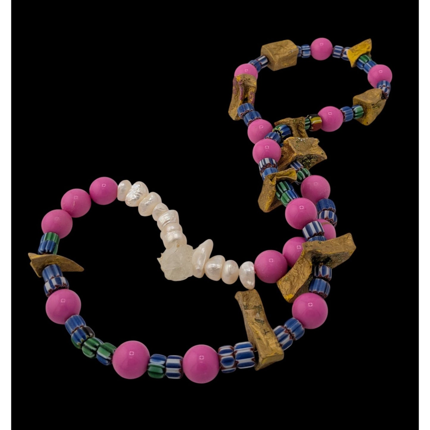 Handmade Abstract Unique Mixed Media Beaded Necklace