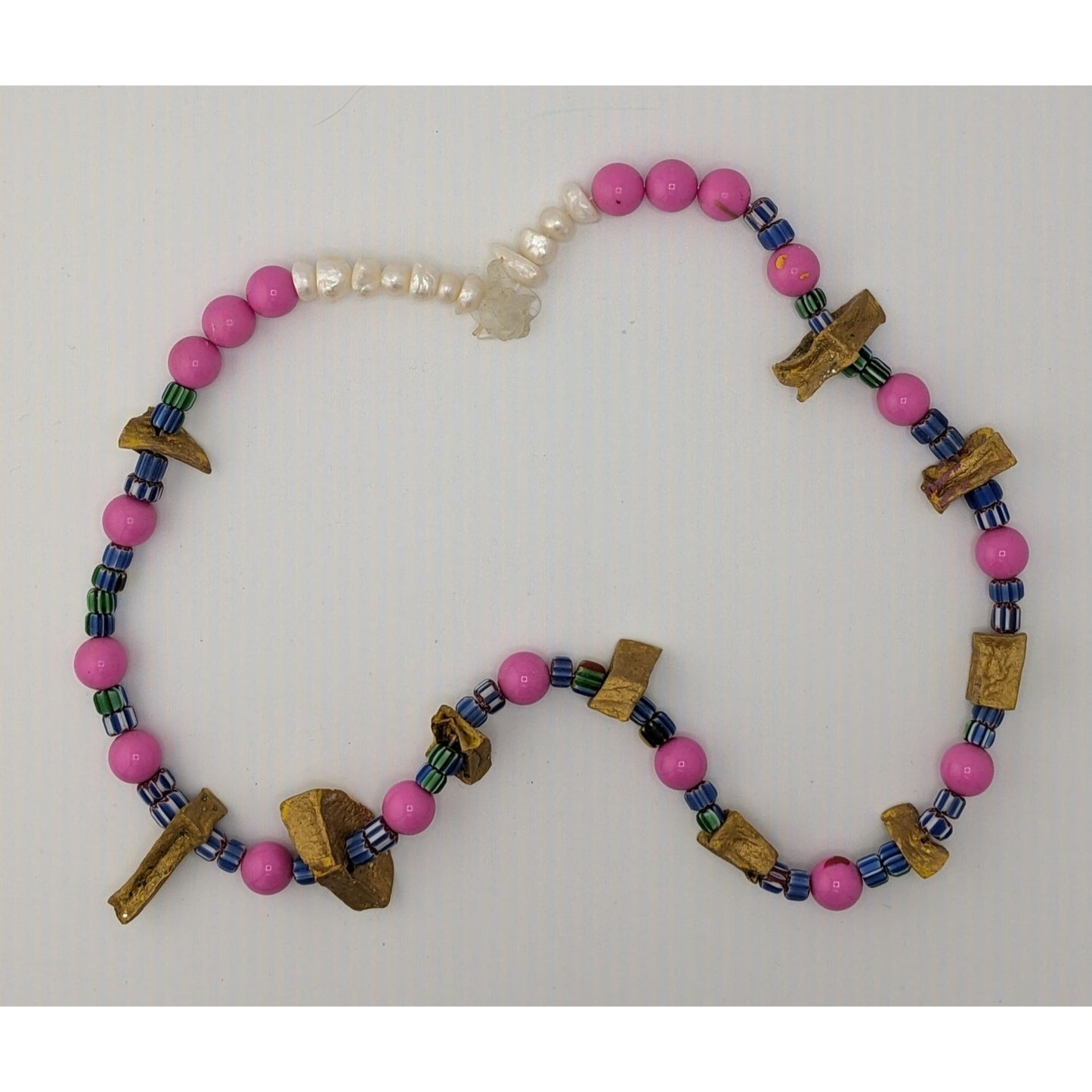 Handmade Abstract Unique Mixed Media Beaded Necklace