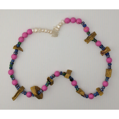 Handmade Abstract Unique Mixed Media Beaded Necklace