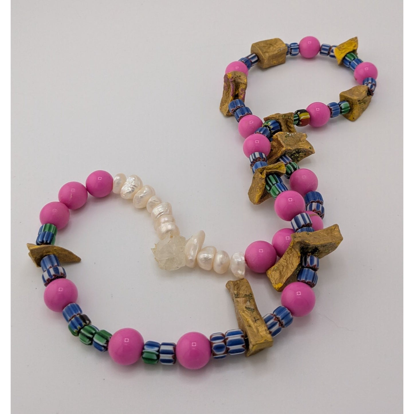 Handmade Abstract Unique Mixed Media Beaded Necklace