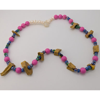 Handmade Abstract Unique Mixed Media Beaded Necklace