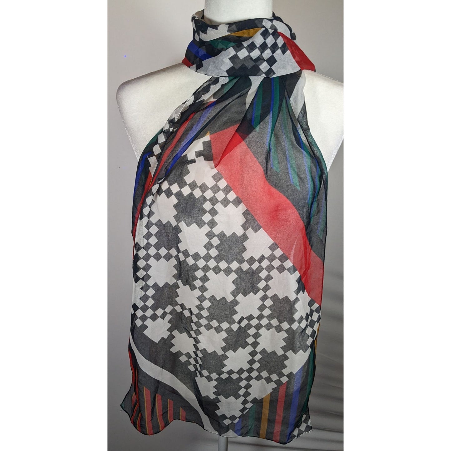 Vintage The Limited Rainbow Geometric Lightweight Scarf