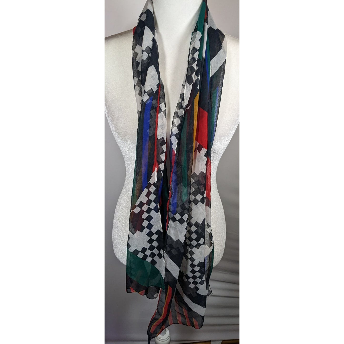 Vintage The Limited Rainbow Geometric Lightweight Scarf