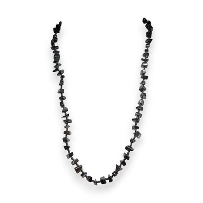 Gothic Hematite Chip Beaded Necklace Gunmetal Gray Stone Boho 22 Inch