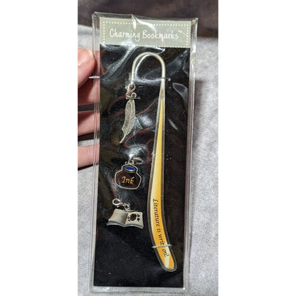 Vintage Applause Writing Themed Bookmark With Charms