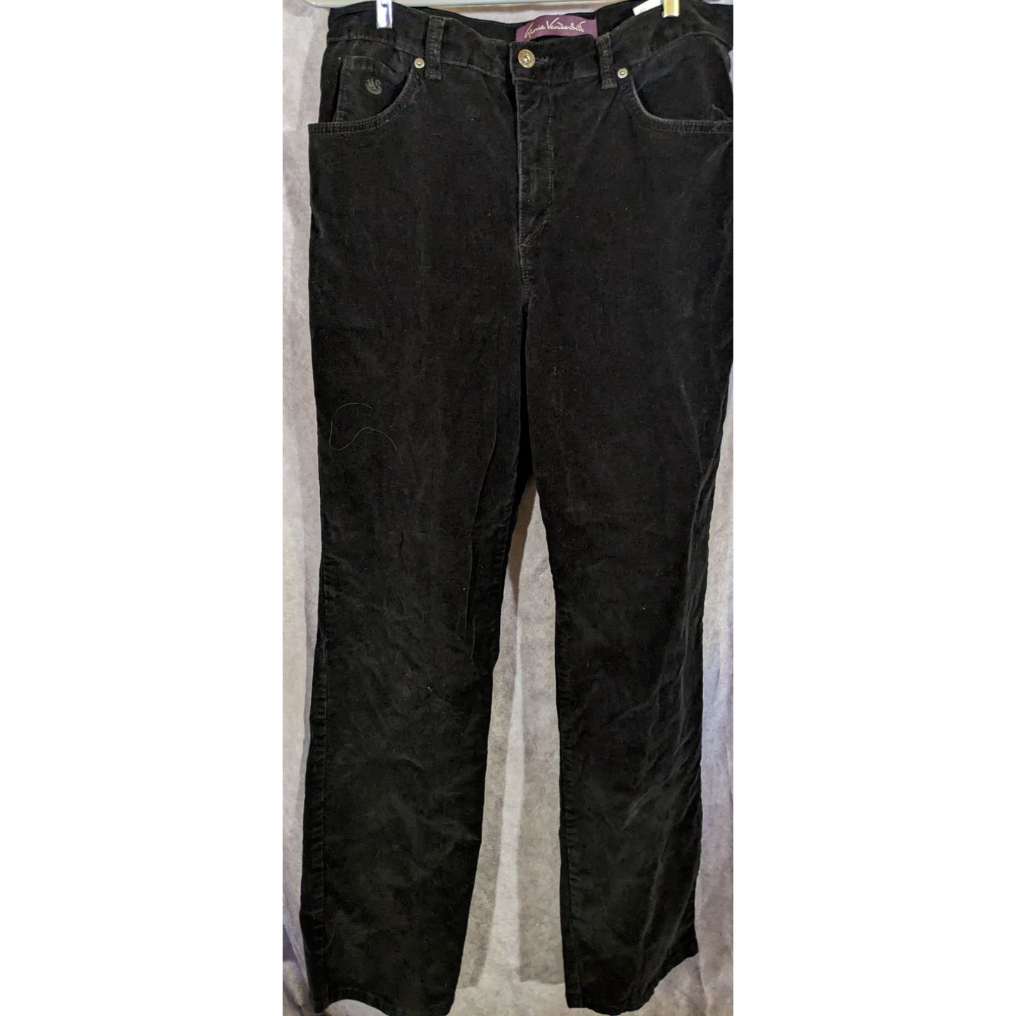 Gloria Vanderbilt Black Corduroy Pants With Sparkly Pocket Accents