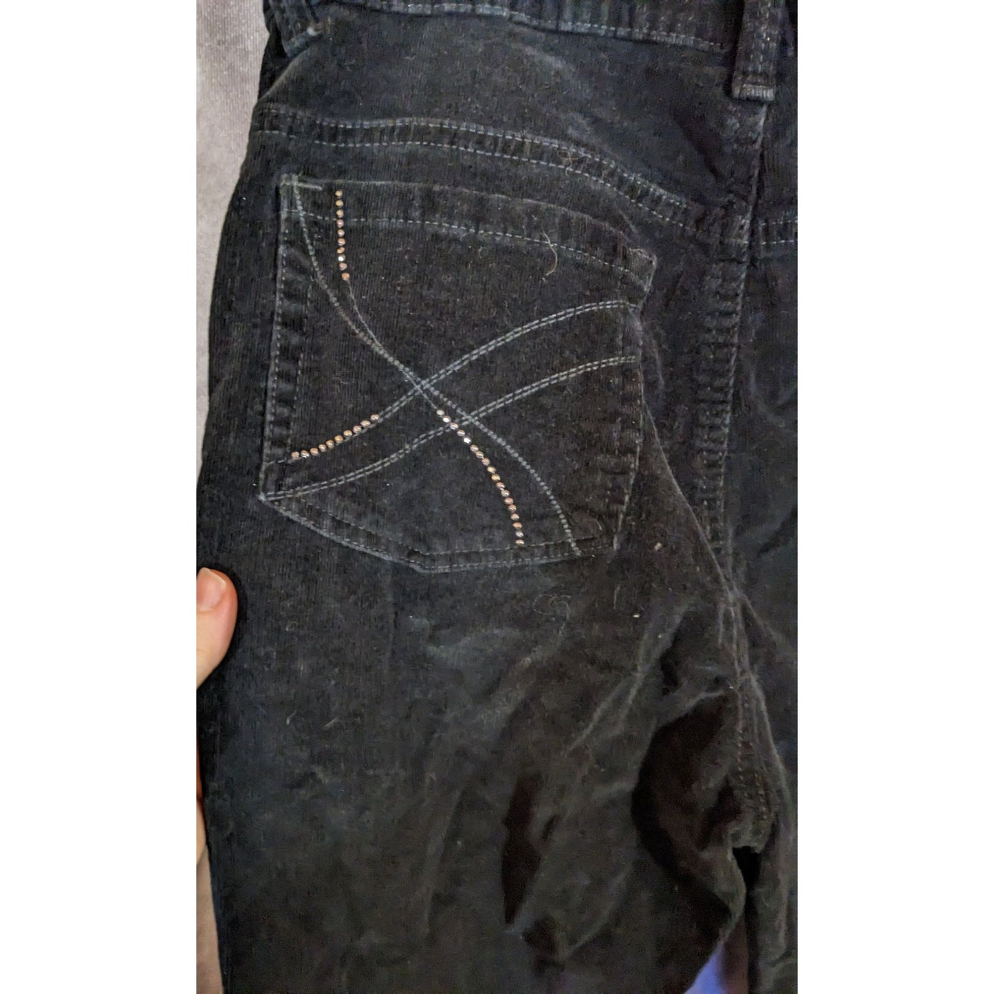 Gloria Vanderbilt Black Corduroy Pants With Sparkly Pocket Accents