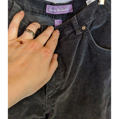 Gloria Vanderbilt Black Corduroy Pants With Sparkly Pocket Accents