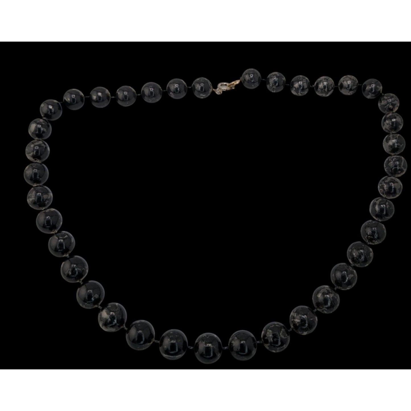 Corporate Goth Black Beaded Necklace With Spring Ring Clasp
