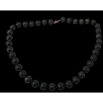 Corporate Goth Black Beaded Necklace With Spring Ring Clasp