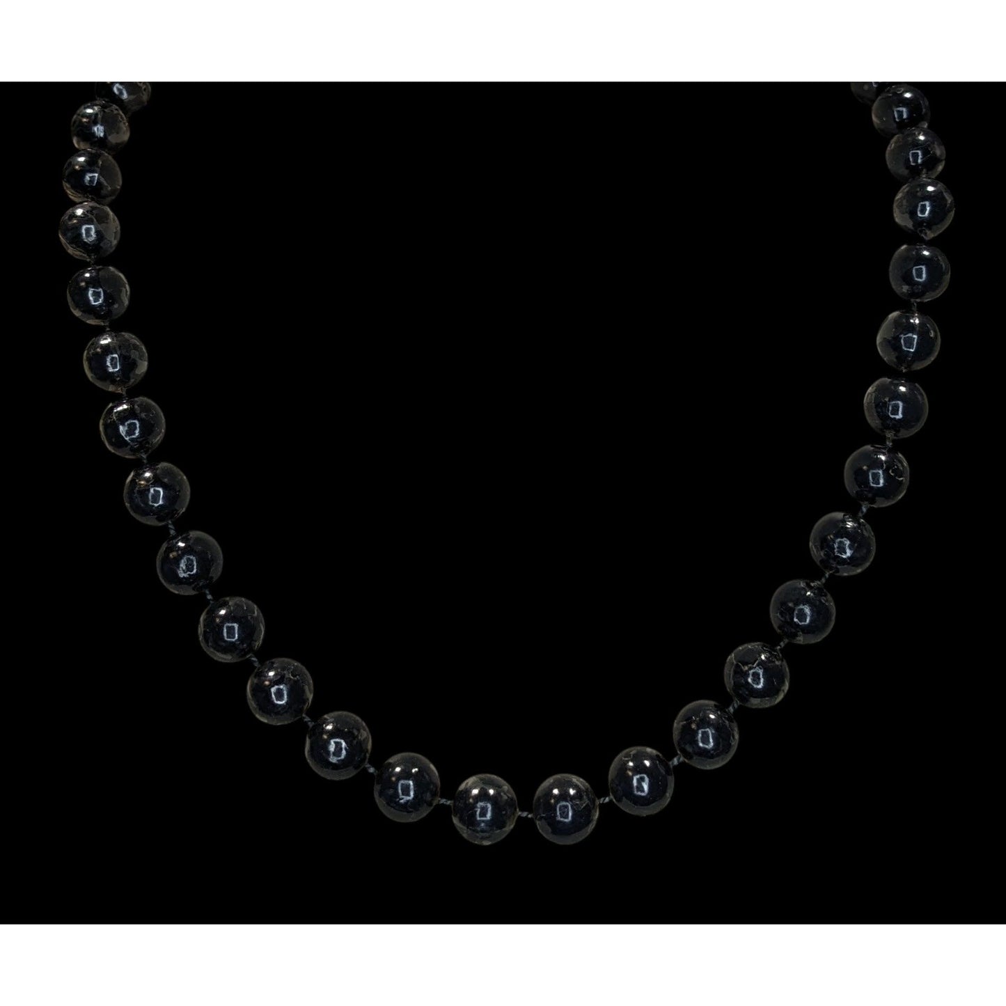 Corporate Goth Black Beaded Necklace With Spring Ring Clasp